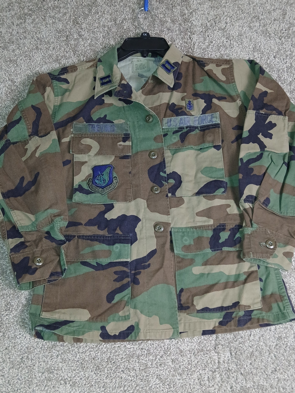 USAF BDU Woodland Camoflage Shirt Small Wing Air Force